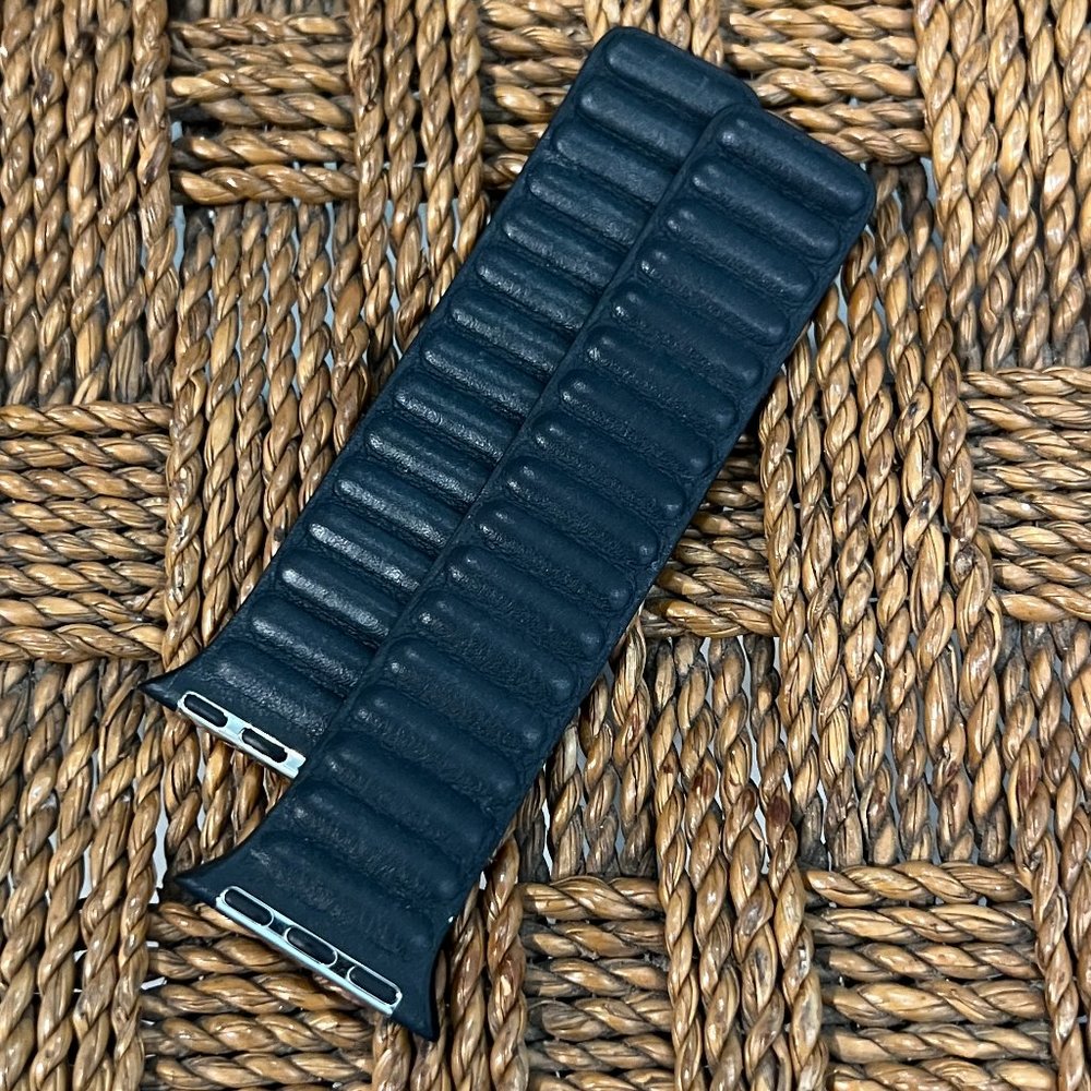 Apple Black Leather Link Watch Band
